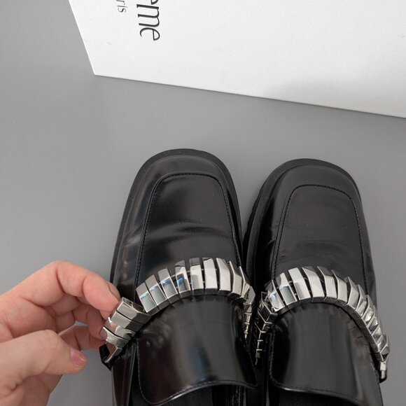 Elleme Black Leather Loafers Size 7 - Picture 4 of 6